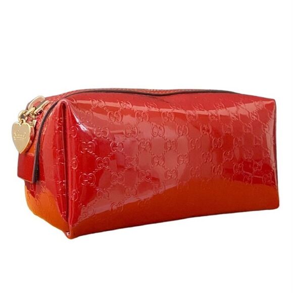 Gucci Handbags - GUCCI GG Patent Leather Pouch 👝 Red